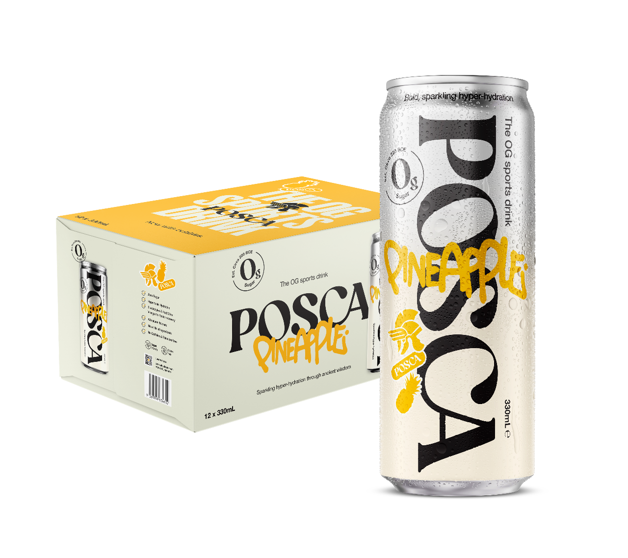 Posca Pineapple can and box on a white background