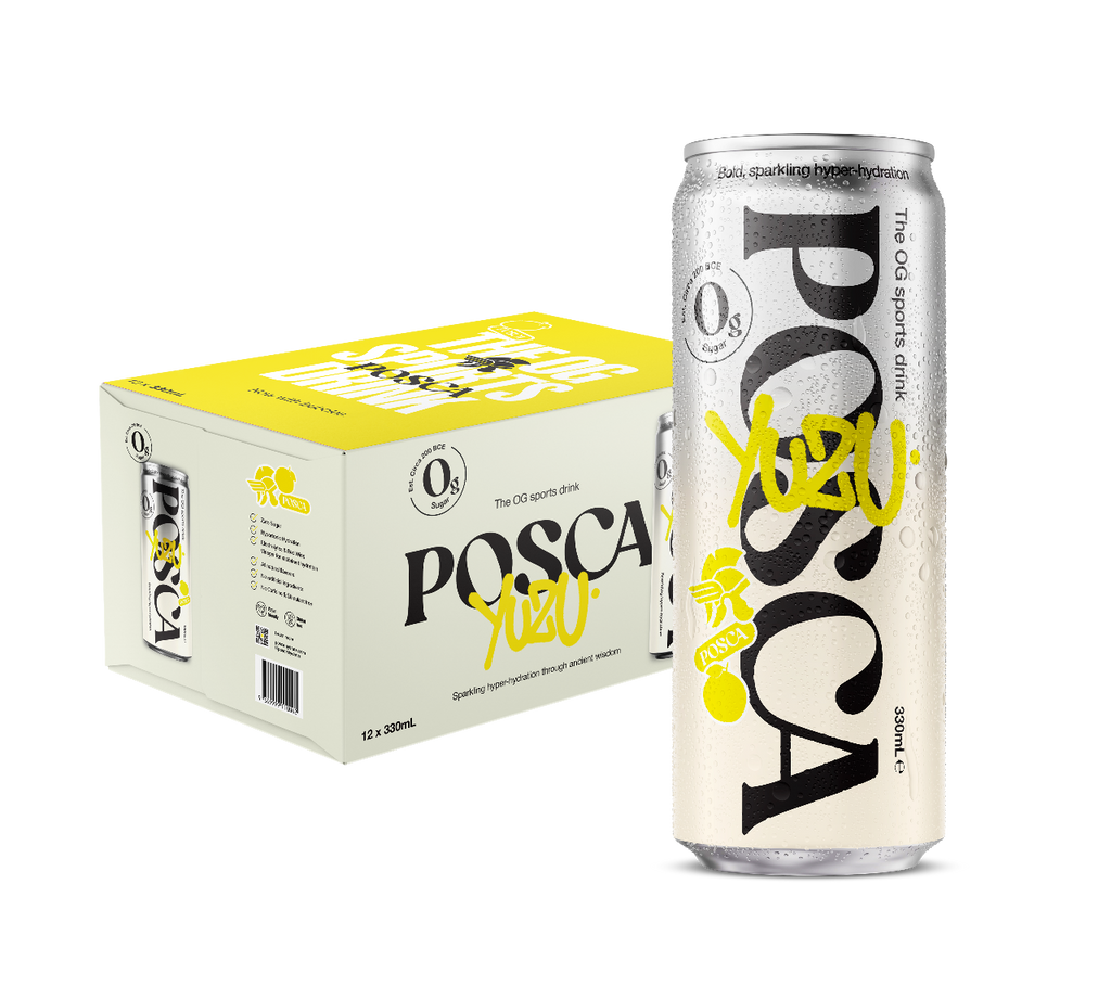 Posca Hydrate can and box on a white background