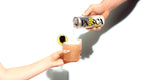 Person pouring a drink from a can of Posca Hydrate Yuzu into a glass on a white background